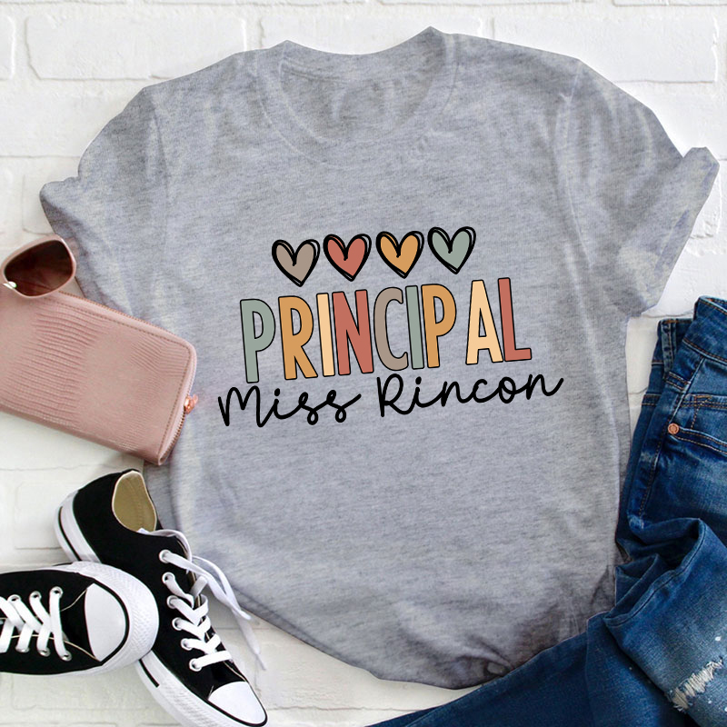 Personalized Name Vintage Heart Teacher T-Shirt