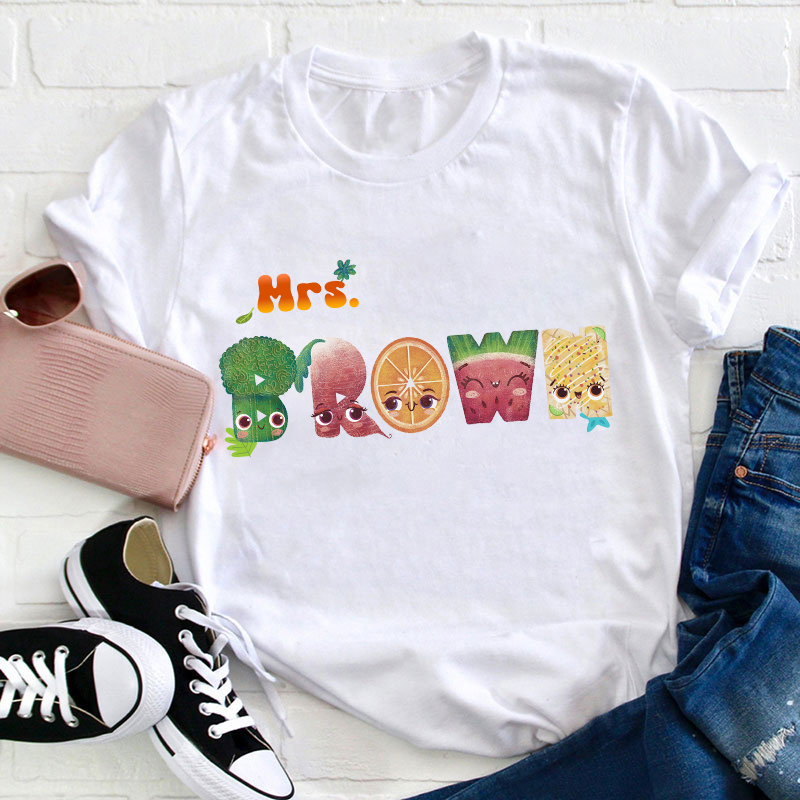 Personalized Name Fruits Teacher T-Shirt