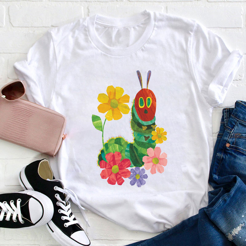 Flowers And The Very Hungry Caterpillar Teacher T-Shirt