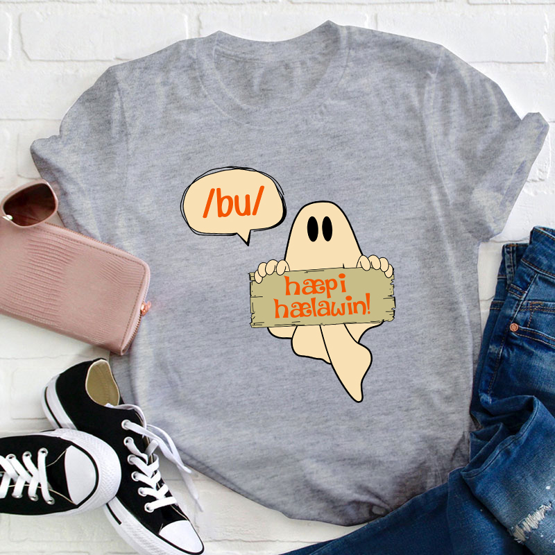 Boo Happy Halloween Teacher T-Shirt