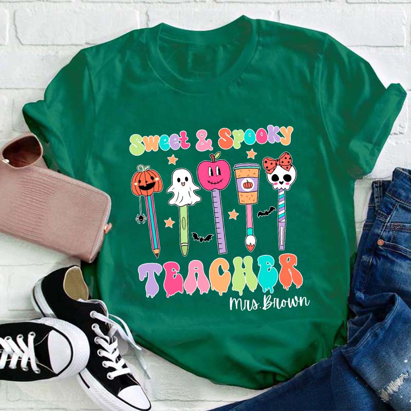 Personalized Name Sweet Spooky Teacher T-Shirt