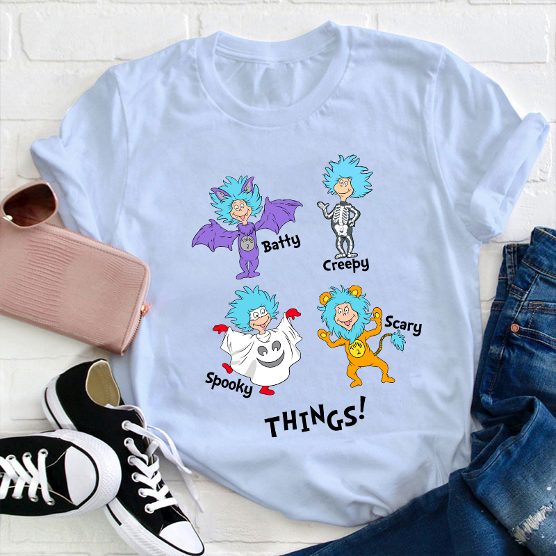 Batty Creepy Scary Spooky Things Teacher T-Shirt