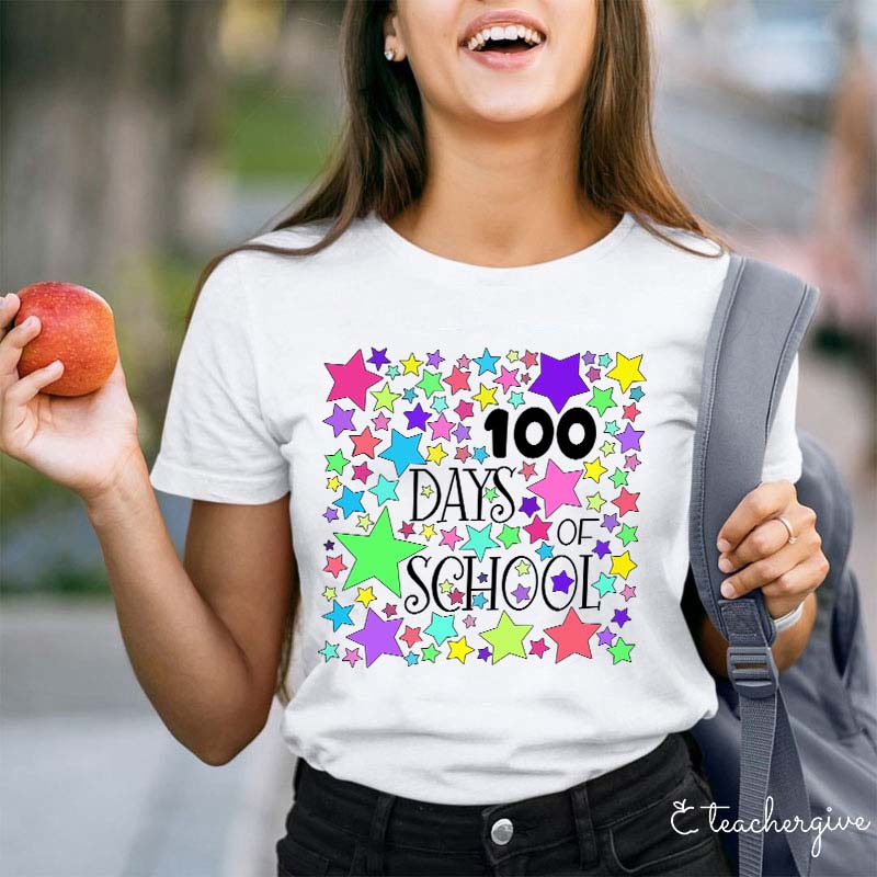 Stars 100 Days Of School Teacher T-Shirt