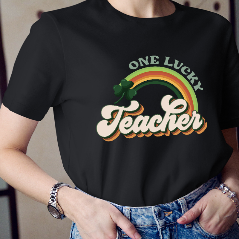 One Lucky Teacher Rainbow Teacher T-Shirt