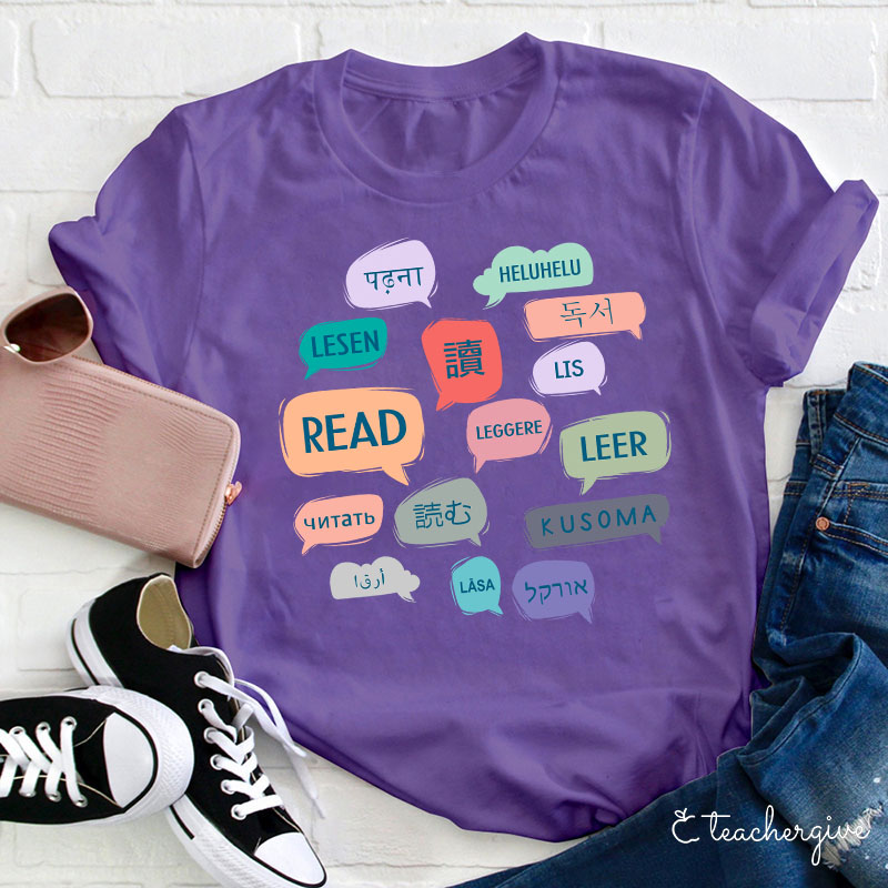 Read In Various Languages Teacher T-Shirt