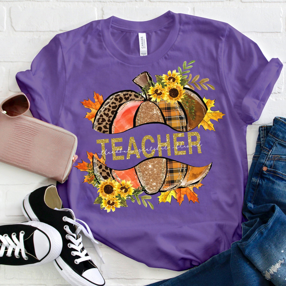 A Shining Halloween Pumpkin Teacher T-Shirt