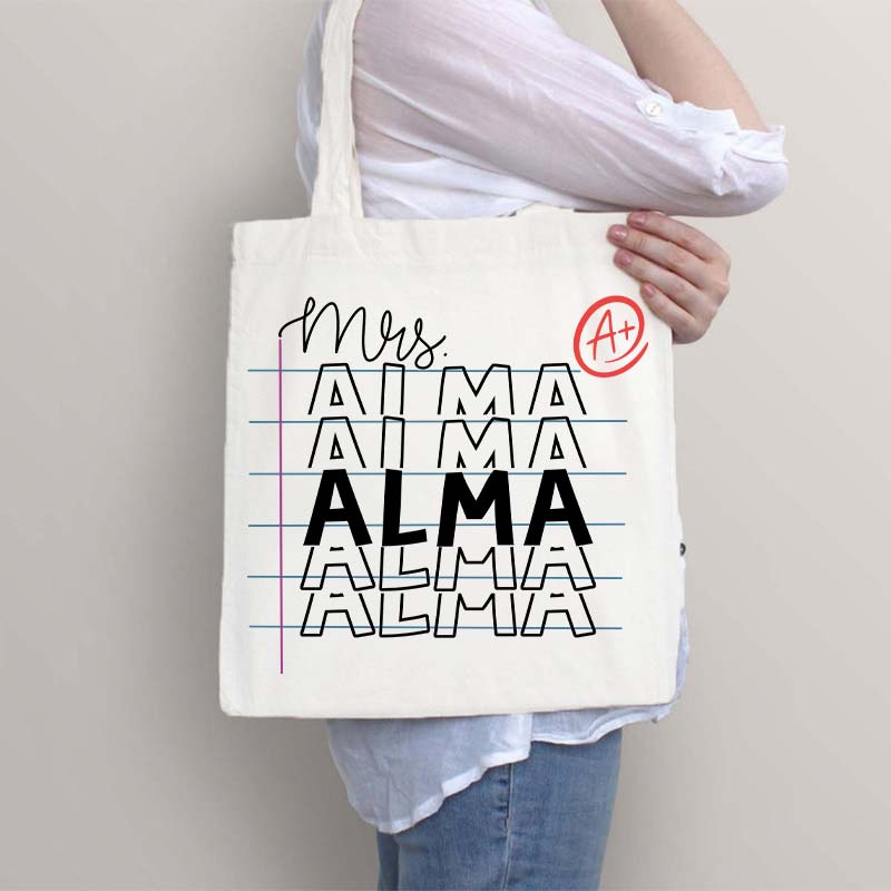 Personalized Teacher Name Tote Bag