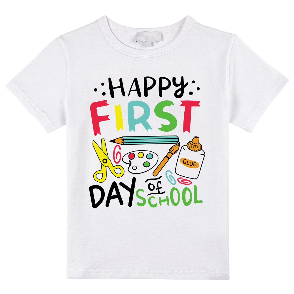 Happy First Day Of School Pigment Kids T-Shirt