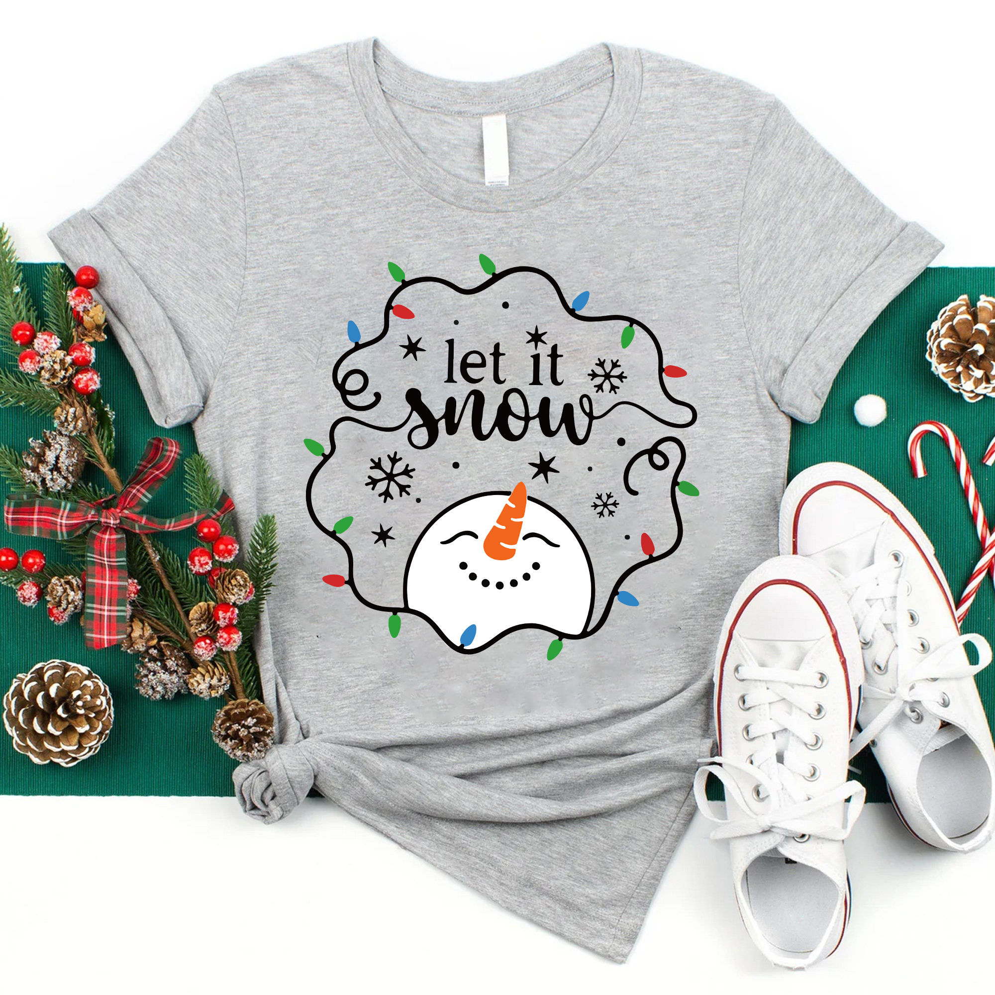 Let It Snow Snowman Teacher T-Shirt