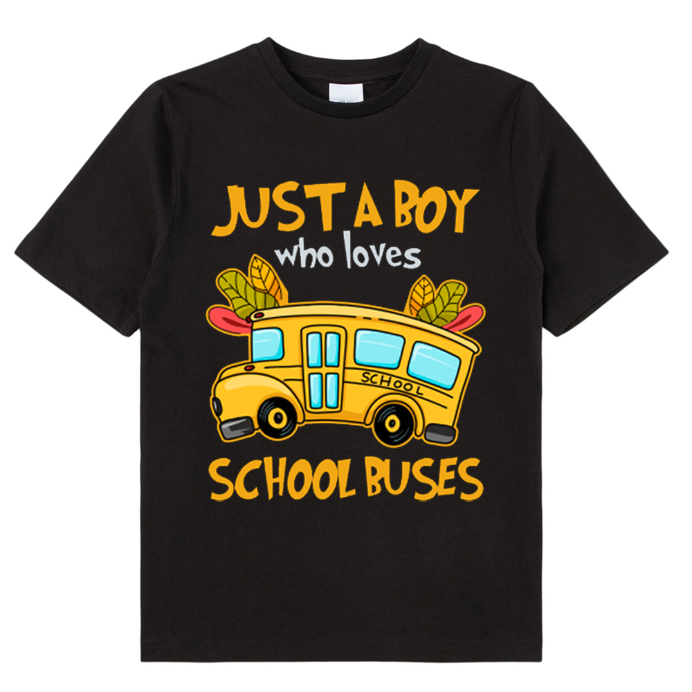 Just  A Boy Who Loves School Buses  Kids T-Shirt