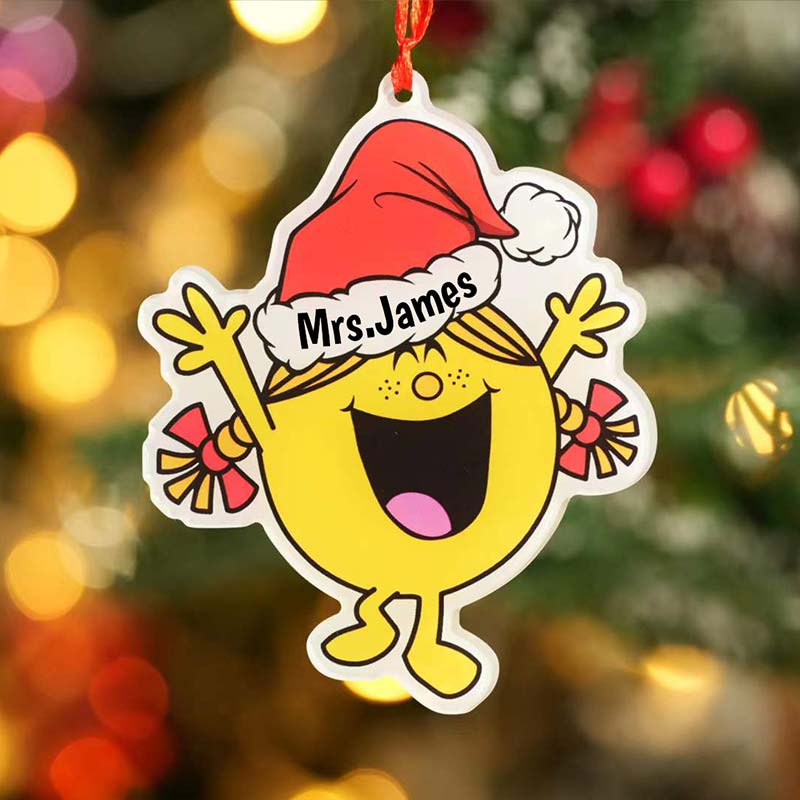 Personalized Little Miss Teacher Acrylic Christmas Ornament