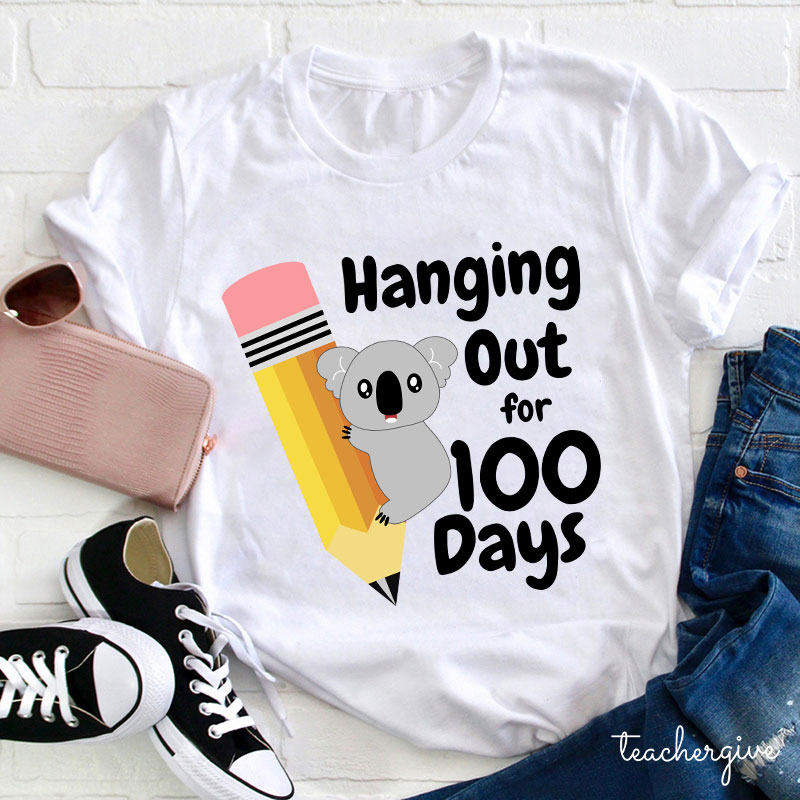 Koala Hanging Out For 100 Days Teacher T-Shirt