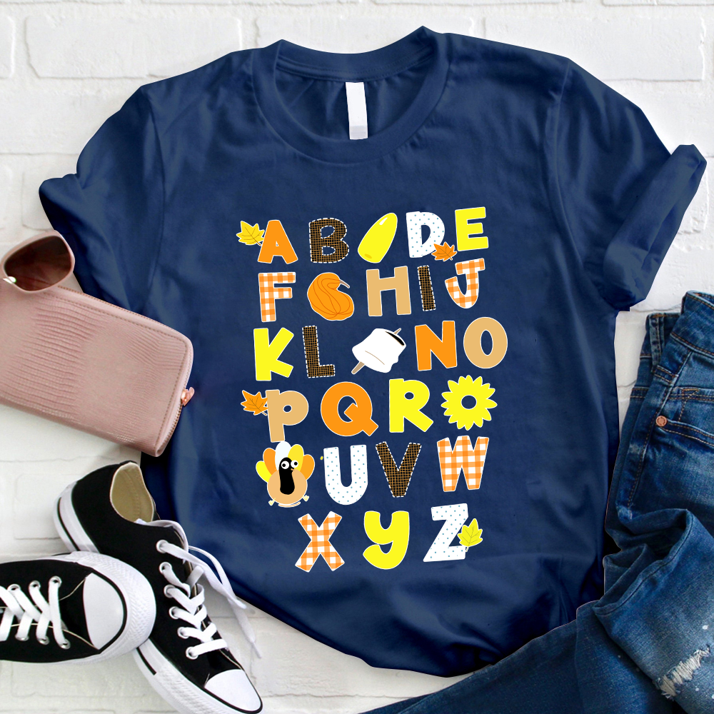 Autumn Element  Alphabet Teacher T-Shirt