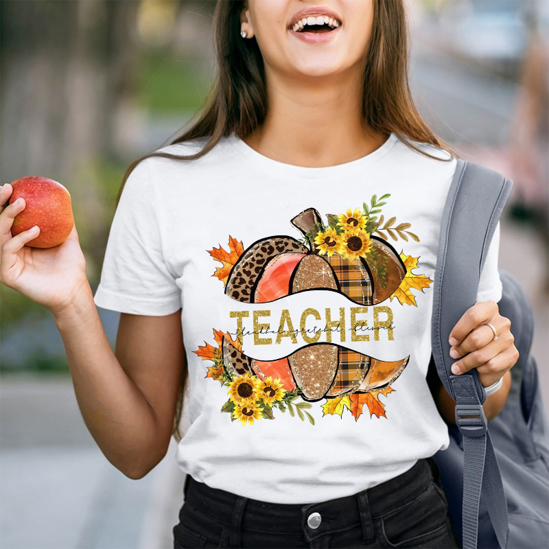 A Shining Halloween Pumpkin Teacher T-Shirt