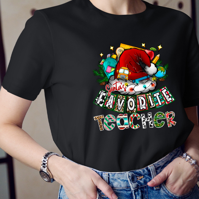 HO HO HO Santa's Favorite Teacher Teacher T-Shirt
