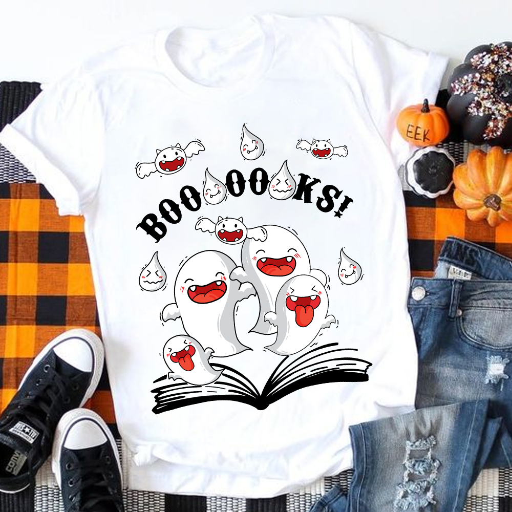 Halloween Booooks Cute Ghosts T-Shirt