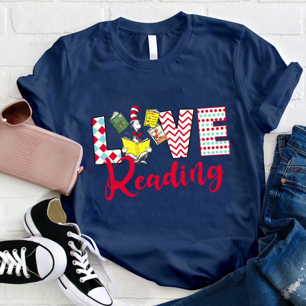 Love Reading Cat Reading Books T-Shirt