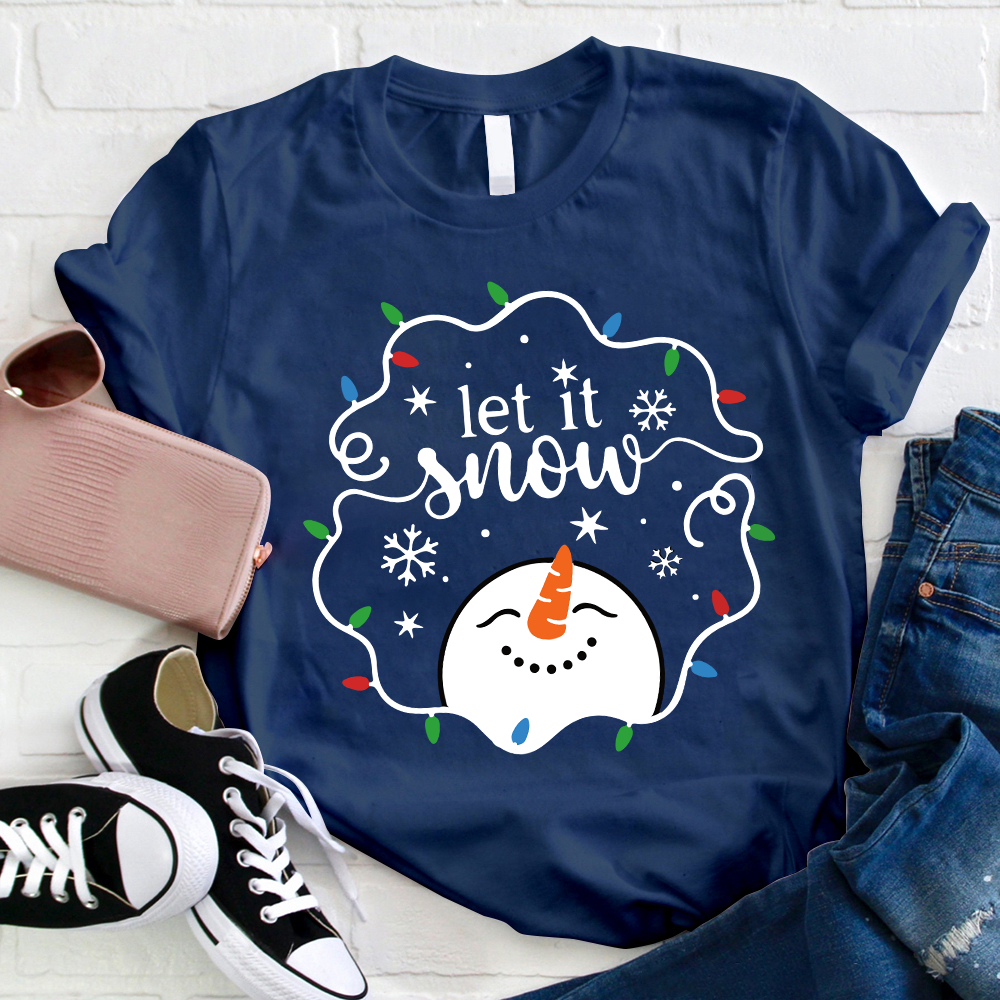 Let It Snow Snowman Teacher T-Shirt