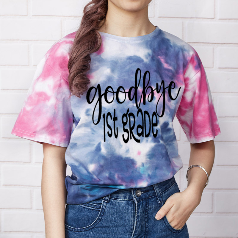 Personalized Grade Goodbye 1st Grade Teacher Tie-dye T-Shirt
