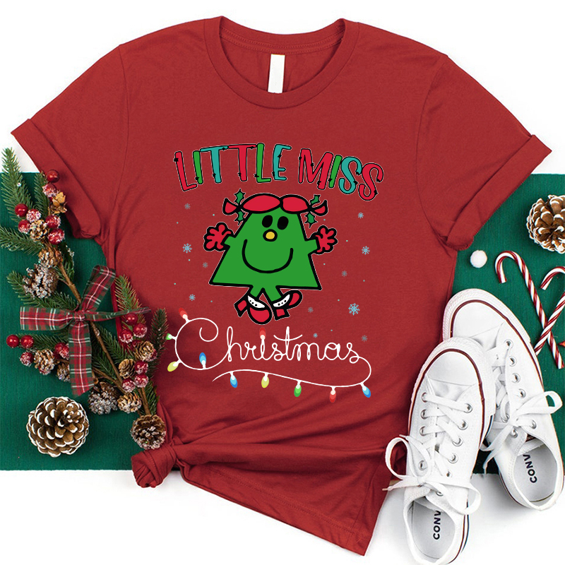 Little Miss Loves Christmas Teacher T-Shirt