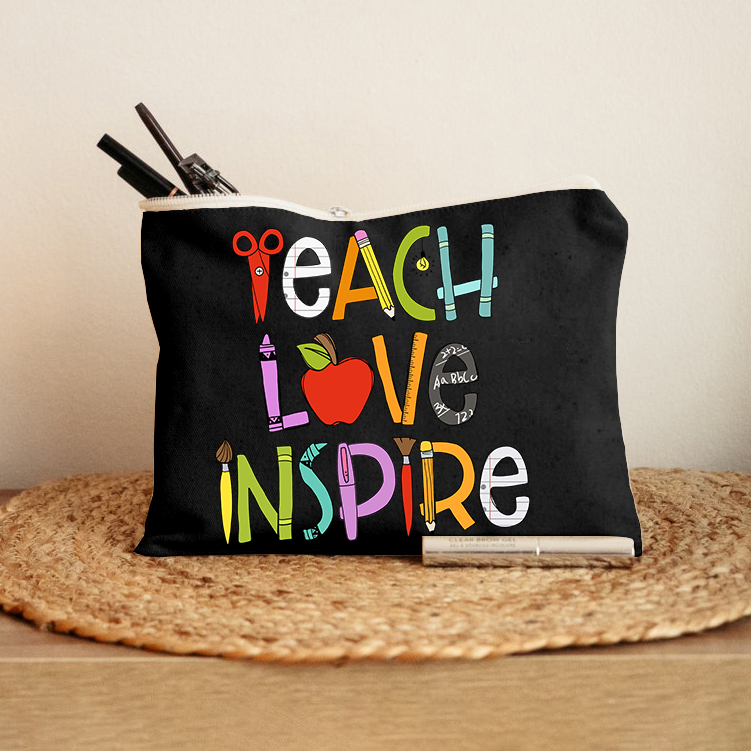 Teach Love Inspire Teacher Makeup Bag