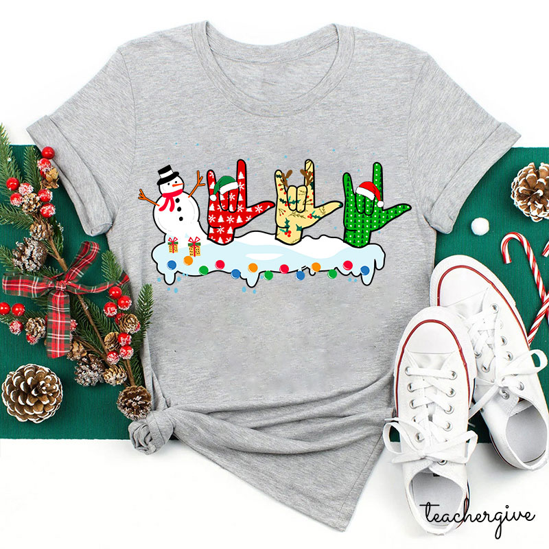 Rock And Roll With Christmas Teacher T-Shirt