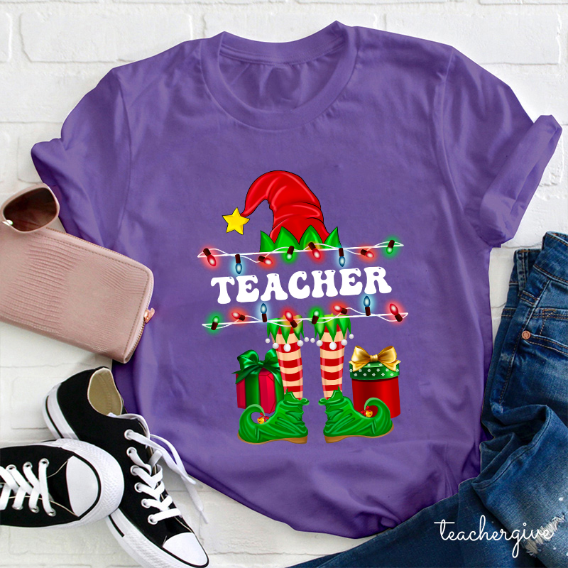 Teacher Elf Christmas Life Teacher T-Shirt