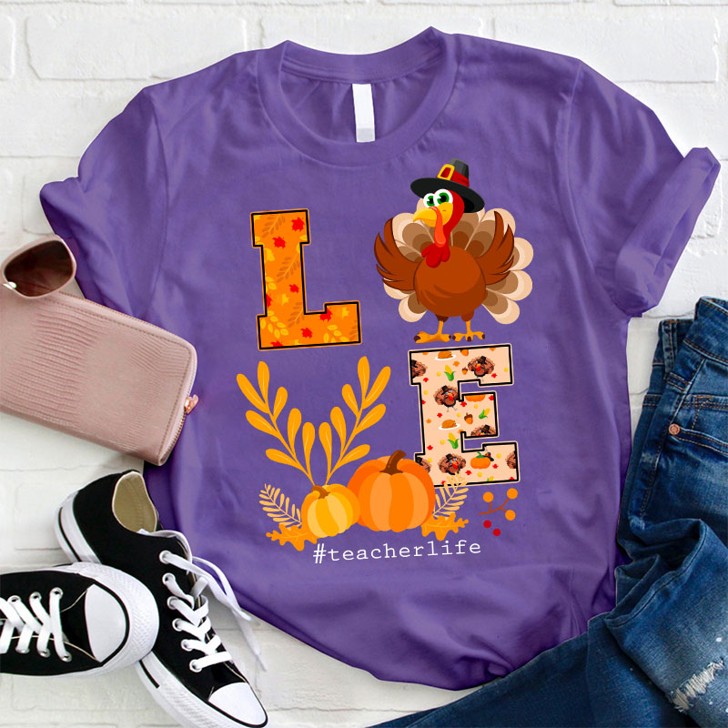 Turkey Pumpkin Love Teacher T-Shirt