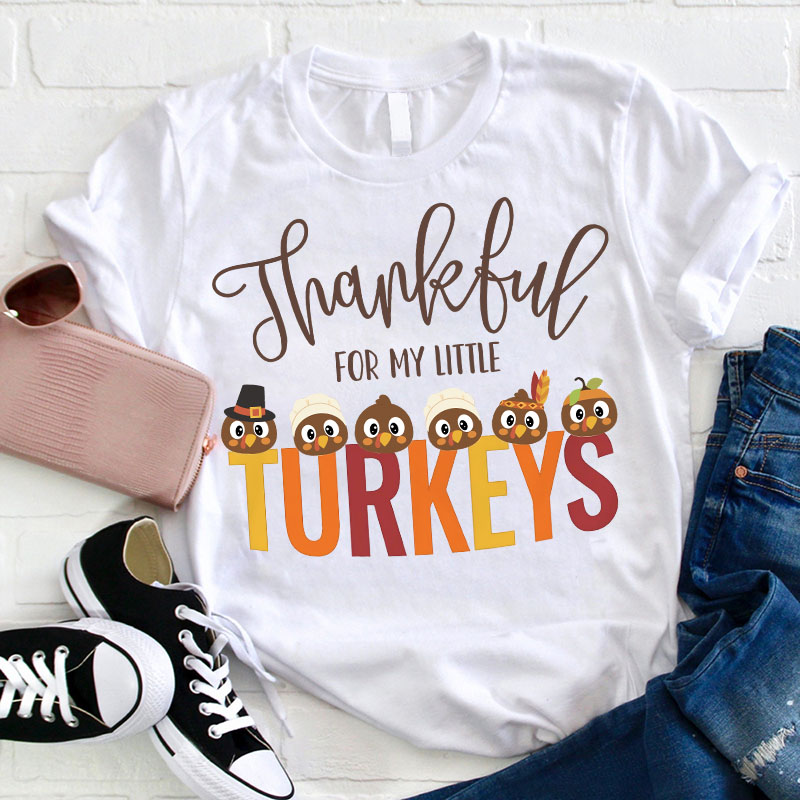 Personalized Thankful For My Little Turkeys Teacher T-Shirt