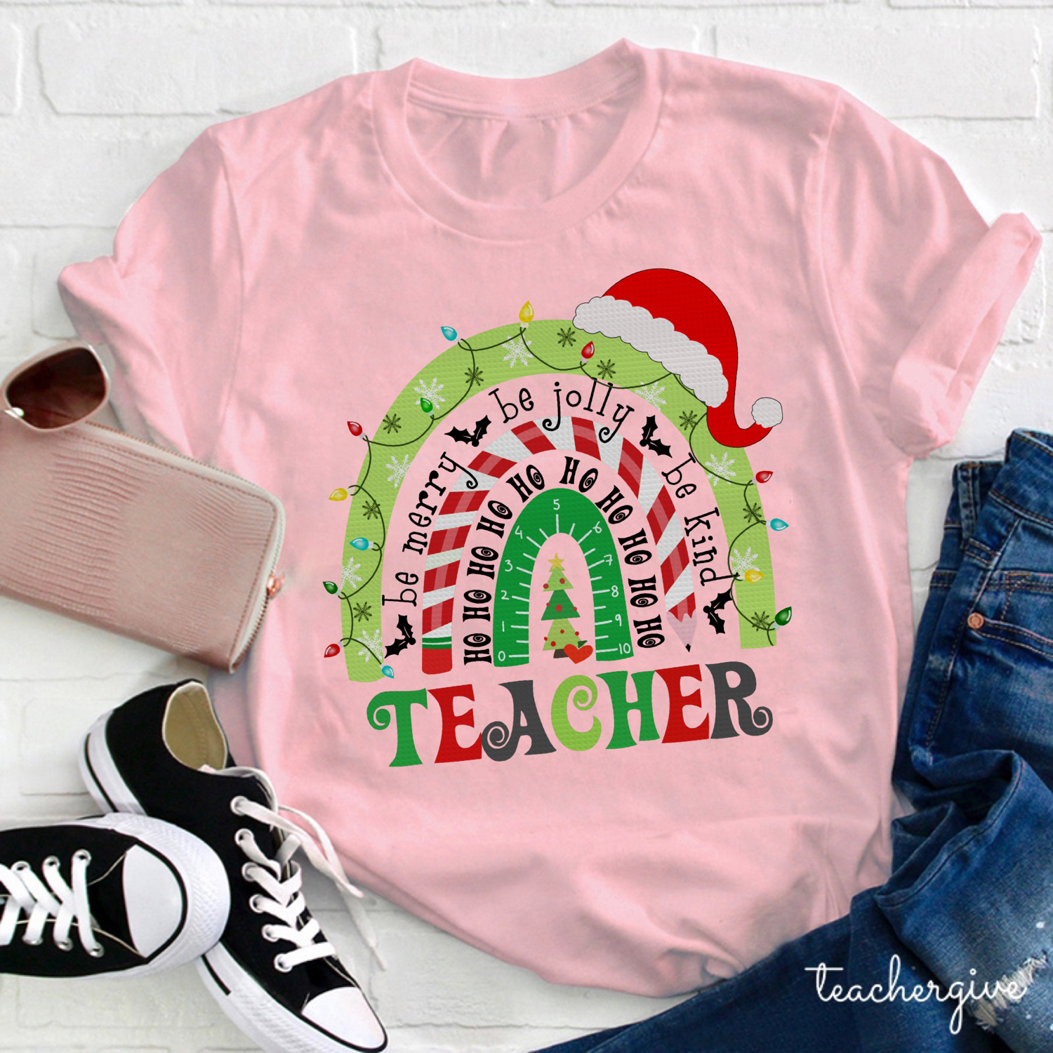 Be Merry Be Jolly Be Kind Teacher T-Shirt
