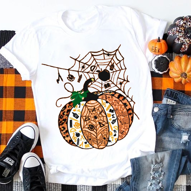 Halloween Pumpkins With Spider Webs T-Shirt