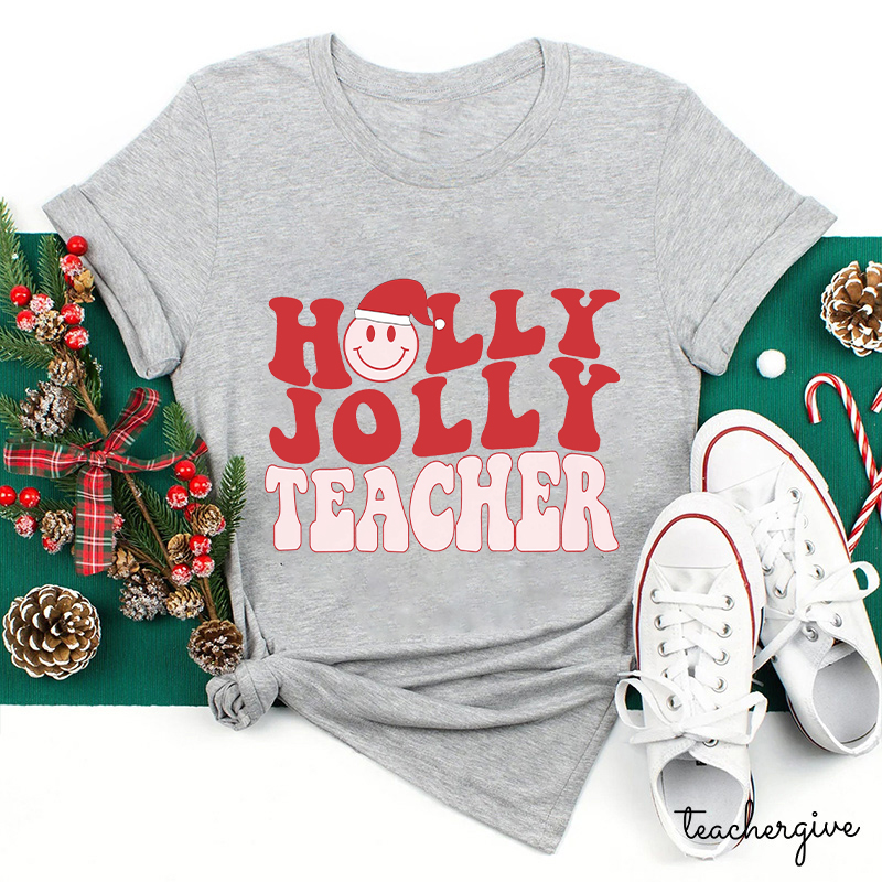 Holly Jolly Pink Teacher T-Shirt