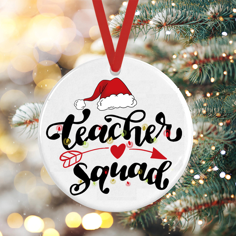 Christmas Teachers Squad Teacher Ceramic Christmas Ornament