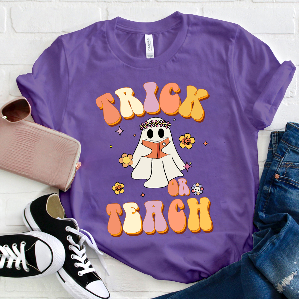 Trick Or Teach Ghost Reading T-Shirt