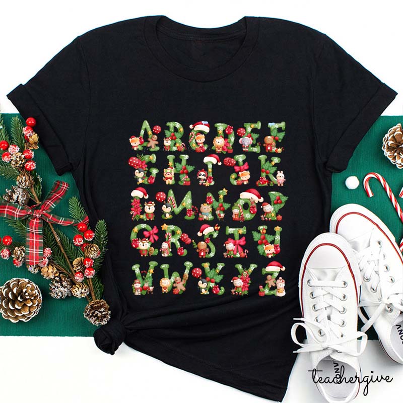 Christmas Animals Alphabet Teacher T-Shirt