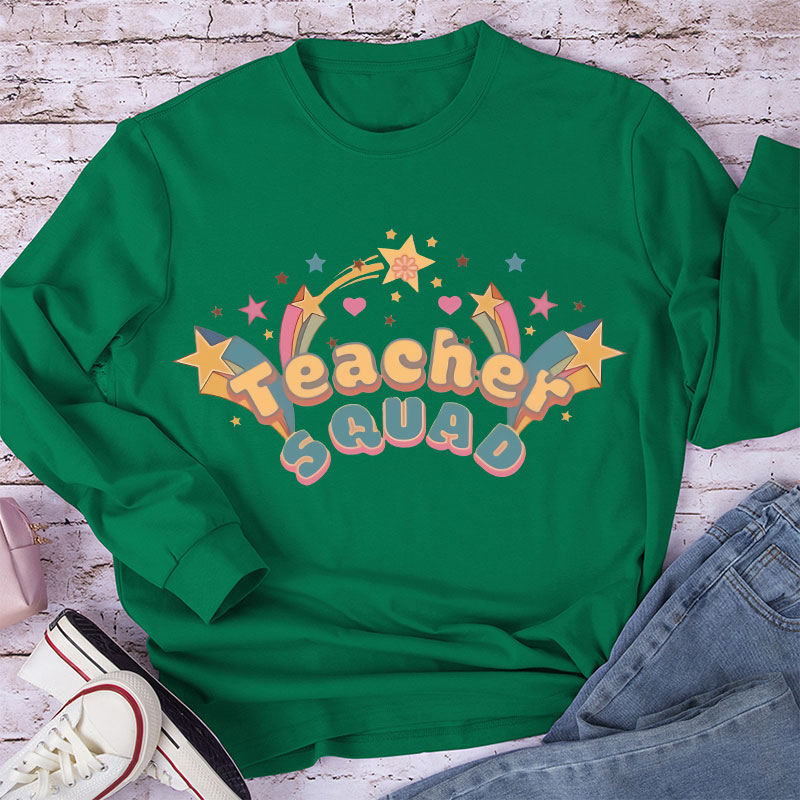 Flamed Teacher Squad Long Sleeve T-Shirt
