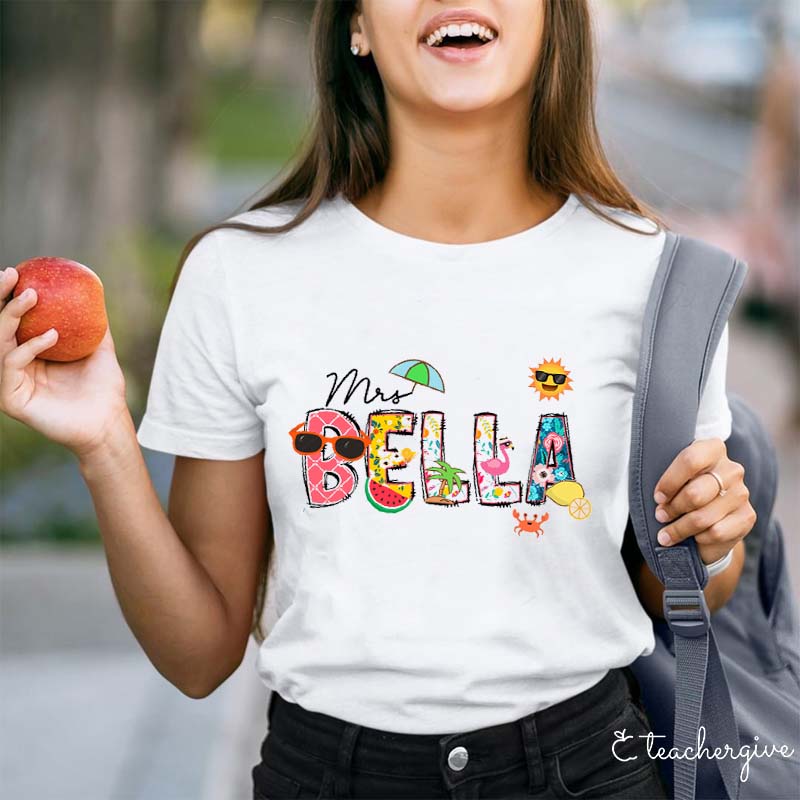 Personalized Name Summer Teacher T-Shirt