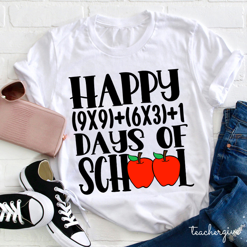 Math Equation Happy 100 Days Of School Teacher T-Shirt