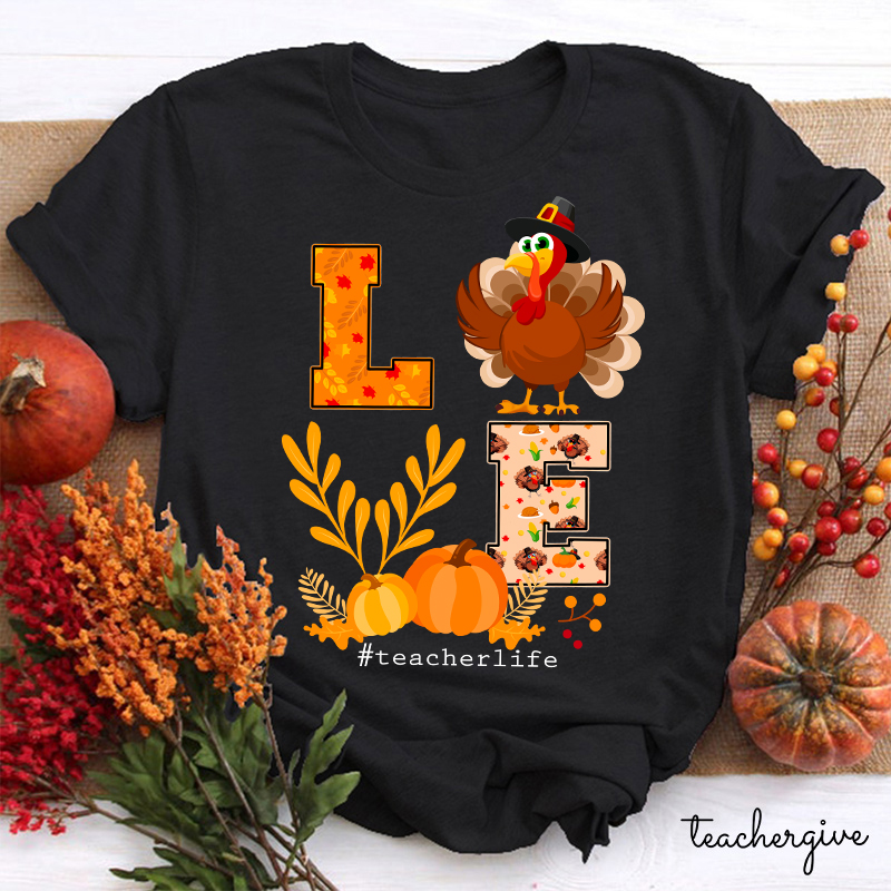 Turkey Pumpkin Love Teacher T-Shirt