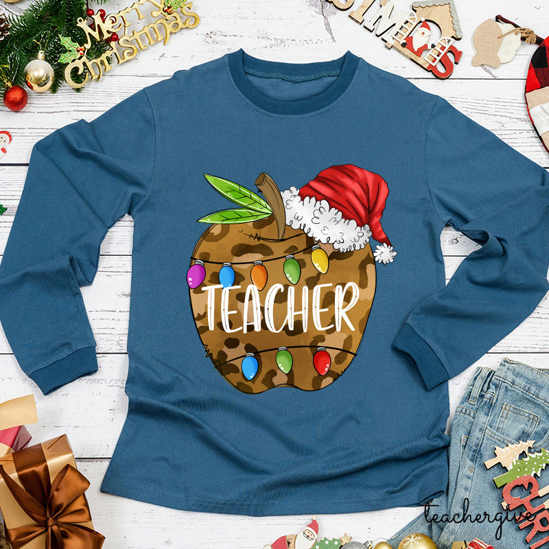 Christmas Apple Teacher Long Sleeve T-Shirt