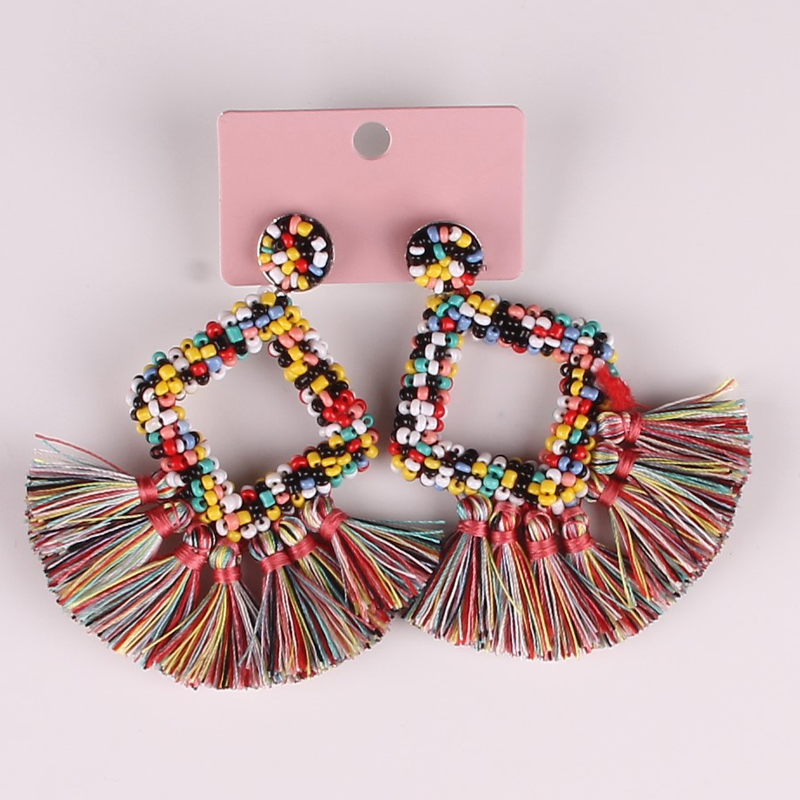 Colorful Braided  Bead Earrings