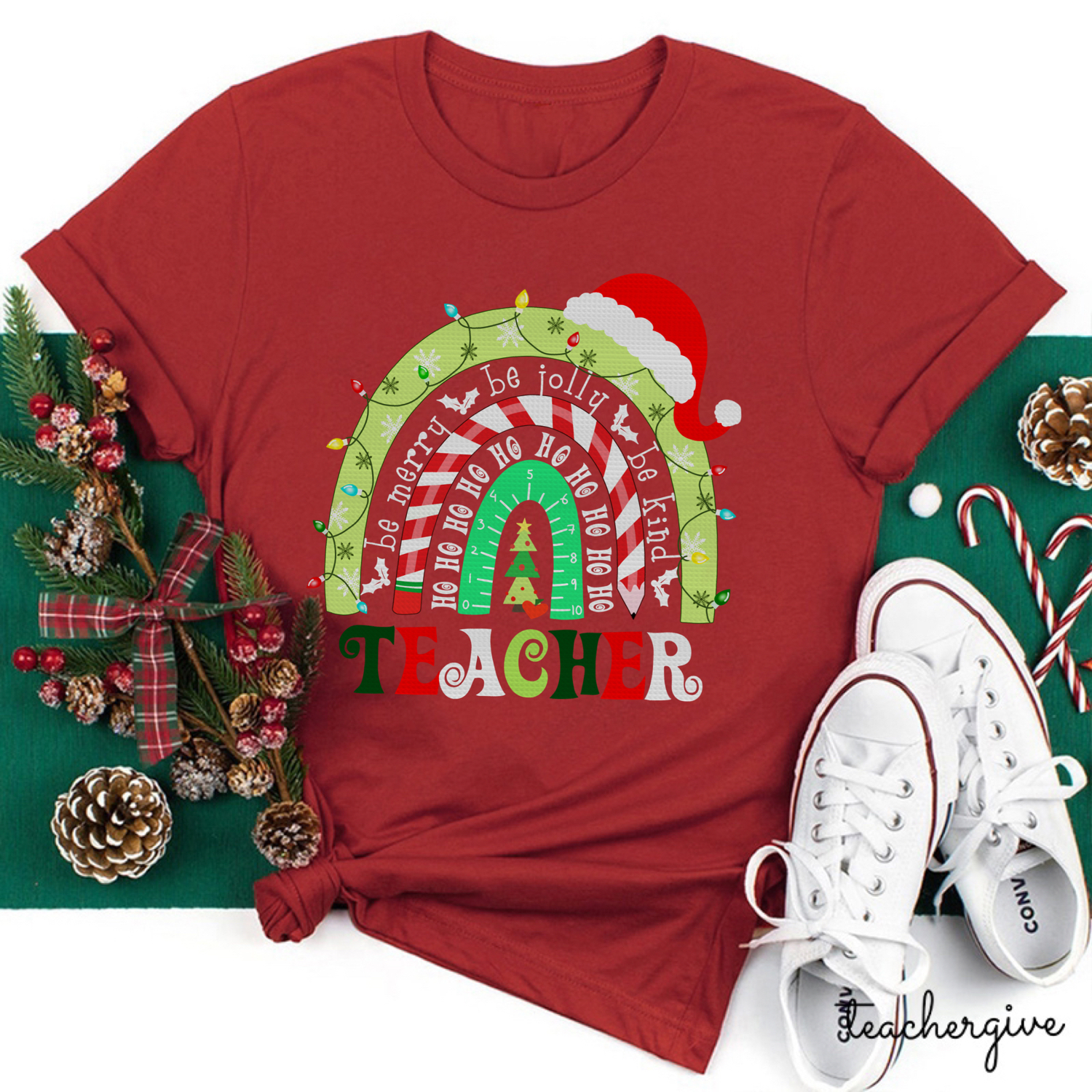 Be Merry Be Jolly Be Kind Teacher T-Shirt