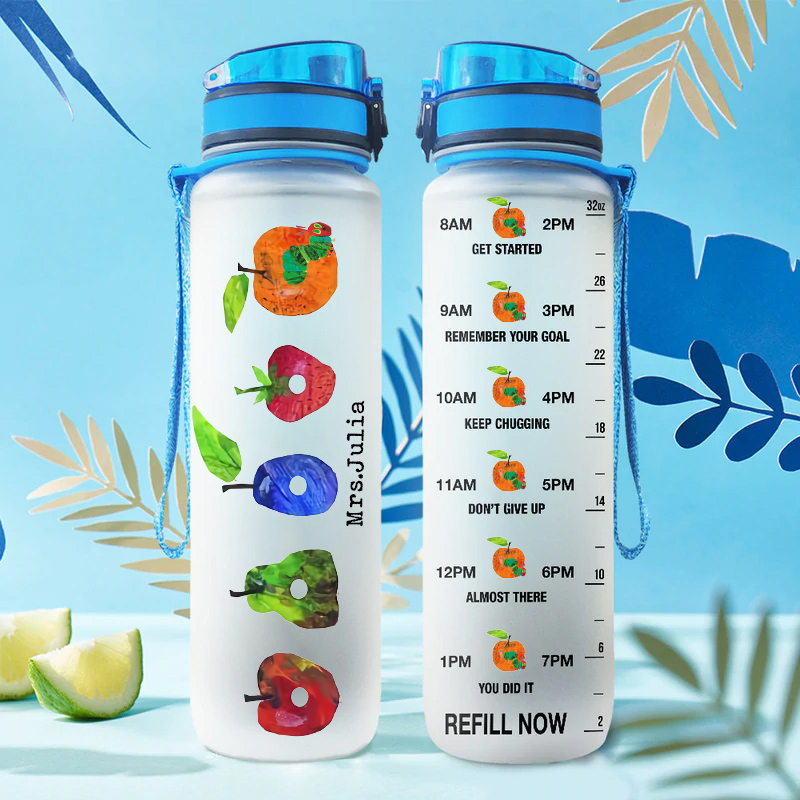 Personalized Fruits And Caterpillar Water Tracker Bottle