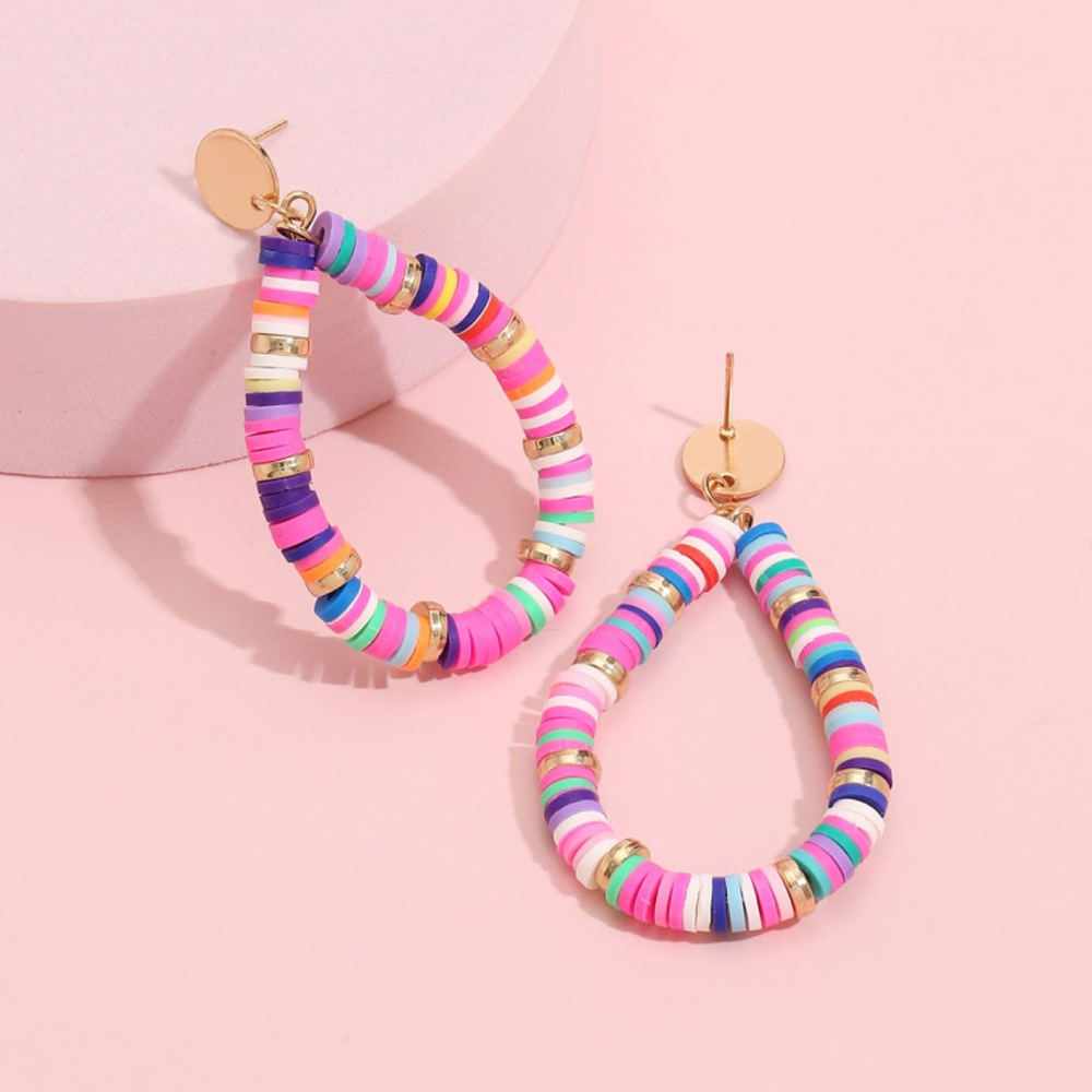 Pink Colorful  Clay Earrings