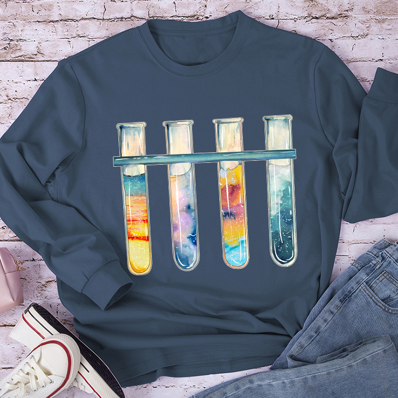 Colorful Test Tubes Teacher Long Sleeve T-Shirt