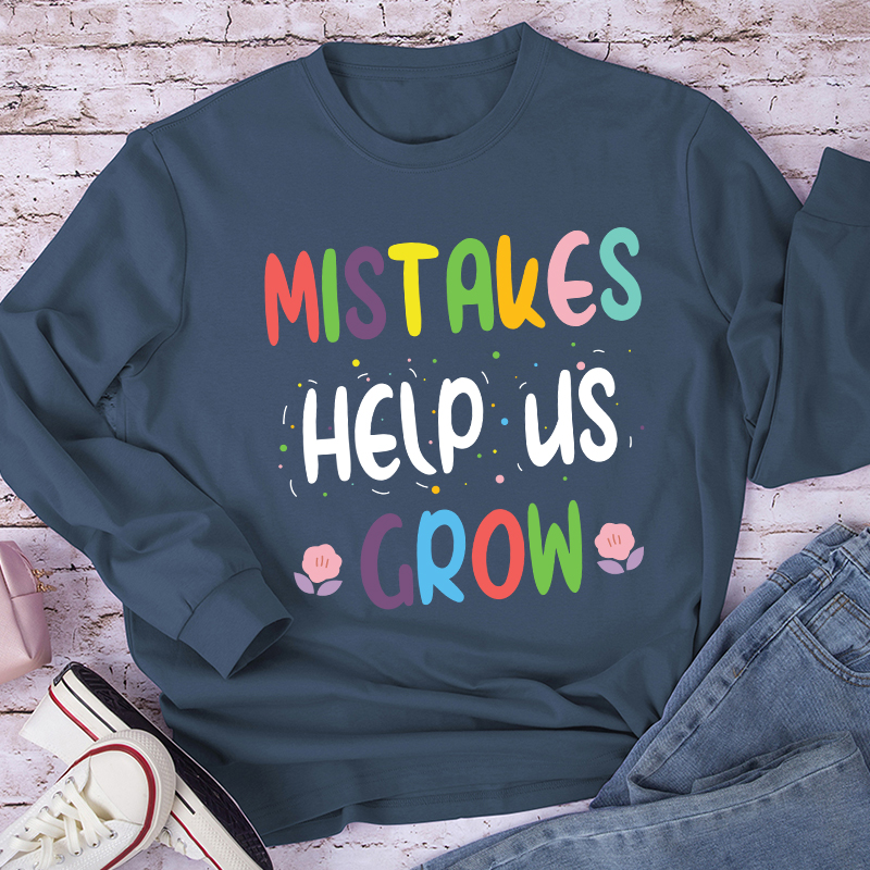 Mistakes Help Us Grow Confetti Teacher Long Sleeve T-Shirt