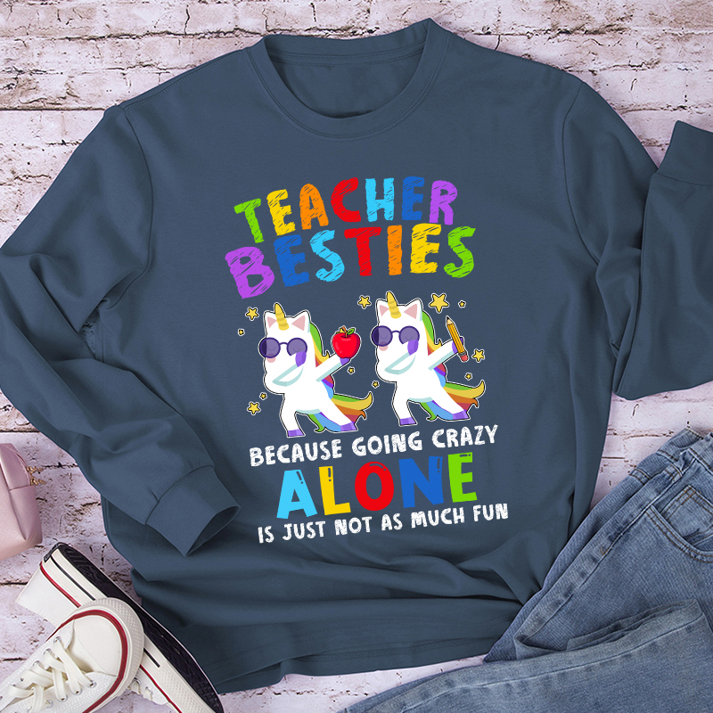Unicorn Teacher Besties Teacher Long Sleeve T-Shirt