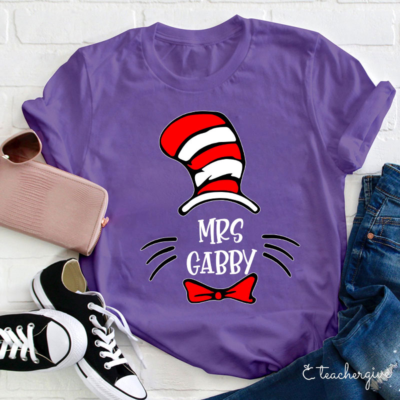Personalized Teacher Name Cat T-Shirt
