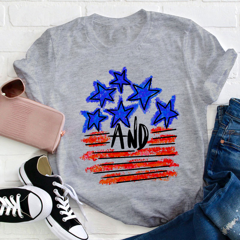 Stars And Flag Teacher T-Shirt