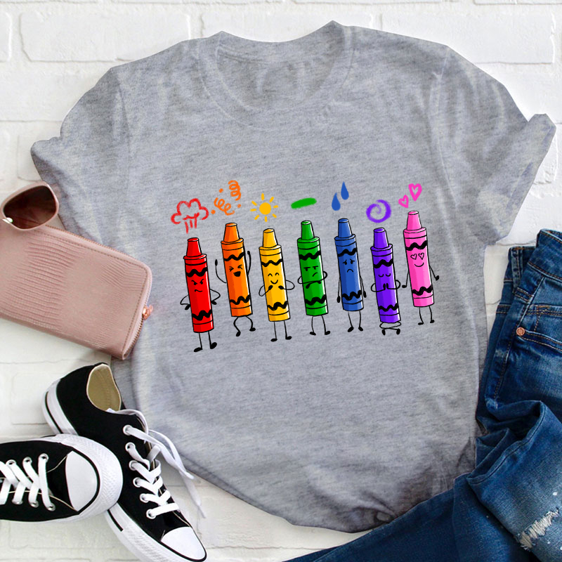 Mood Color Crayons Teacher T-Shirt